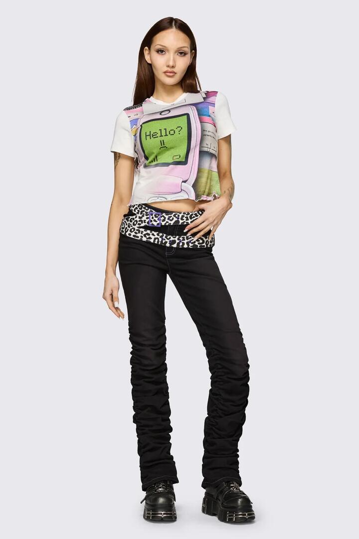 Image of Jeans. Product name - Hot Issue Ruched Flare in Black colour by brand - Black Friday