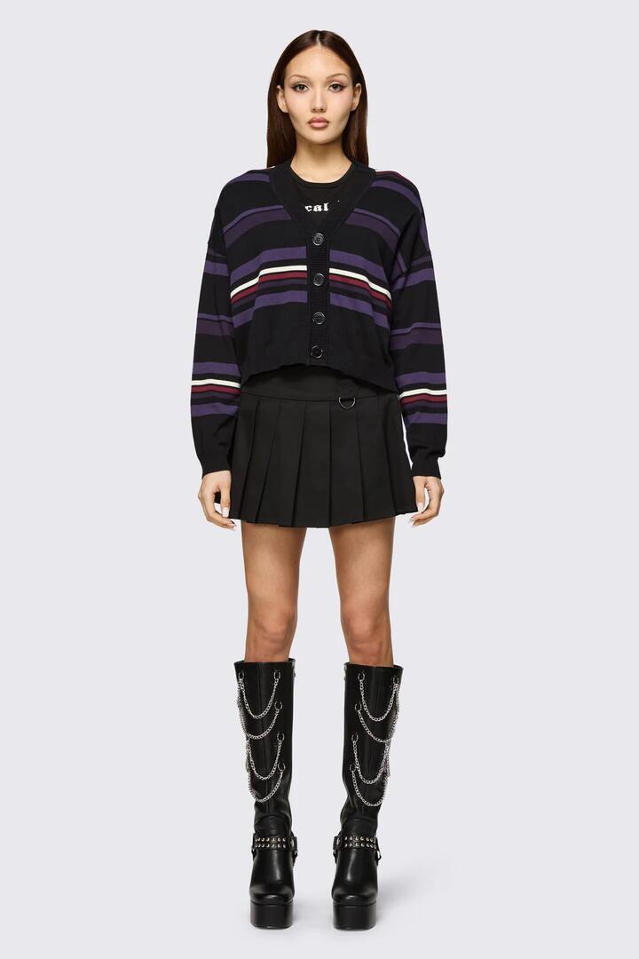Image of Cardigans. Product name - Fealty Stripe Goth Cardigan in Multi colour by brand - Black Friday