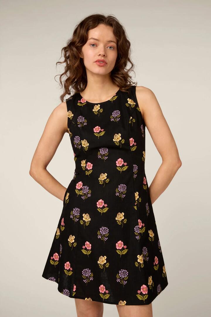 Image of Dresses. Product name - Meika 90S Flower Mini Dress in Black colour by brand - Princess Highway