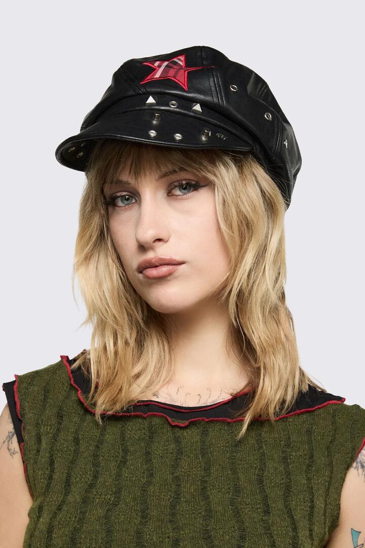 Image of Hats. Product name - Punked Out Slouch Cap in Black colour by brand - Black Friday