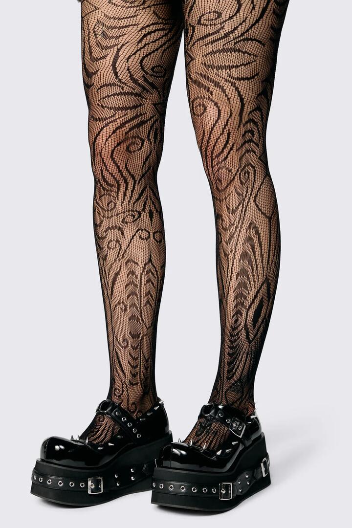 Image of Lingerie. Product name - Patterned Mesh Tights in Black colour by brand - Black Friday