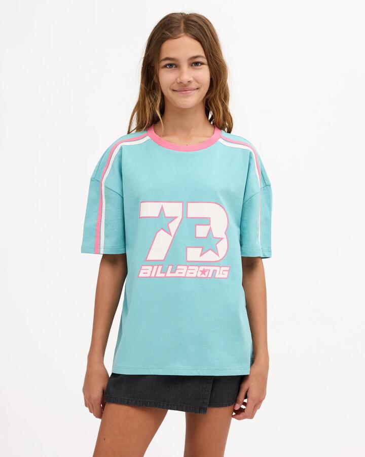 Image of T-Shirts. Product name - Billabong Girls 8-16 Billa Star Oversized T-Shirt Misty Blue in Misty Blue colour by brand - Billabong