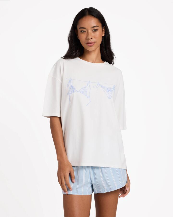 Image of T-Shirts. Product name - Billabong Womens Just Add Bikini T-Shirt Salt Crystal in Salt Crystal colour by brand - Billabong