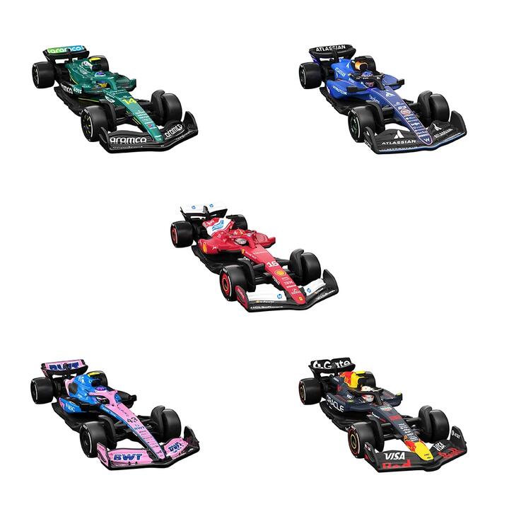 Image of Toy Cars. Product name - Bundle: Hot Wheels Formula 1 Collectible Team Cars 5 Cars (Group 6) in colour by brand - Hot Wheels
