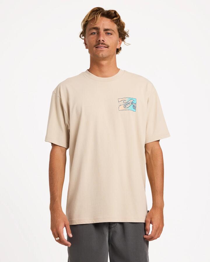 Image of T-Shirts. Product name - Billabong Mens Crayon Wave T-Shirt Oatmeal in Oatmeal colour by brand - Billabong
