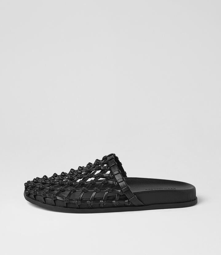 Image of Sandals. Product name - Hespressa Black Mules in Black colour by brand - MOLLINI