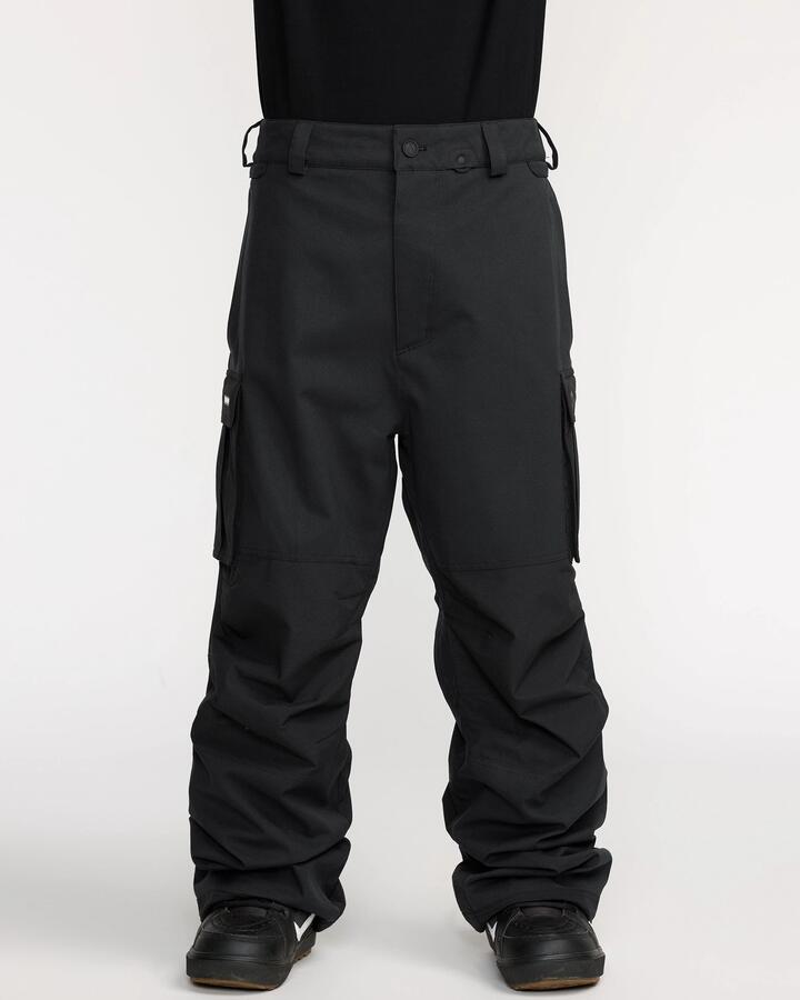 Image of a model wearing Pants. Product name - Volcom Nwrk Baggy Pant Black in Black colour by brand - Volcom