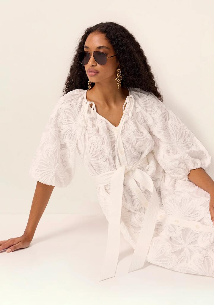 Image of Dresses. Productname: Blossom Midi Dress in Ivory colour by brand - MOS The Label