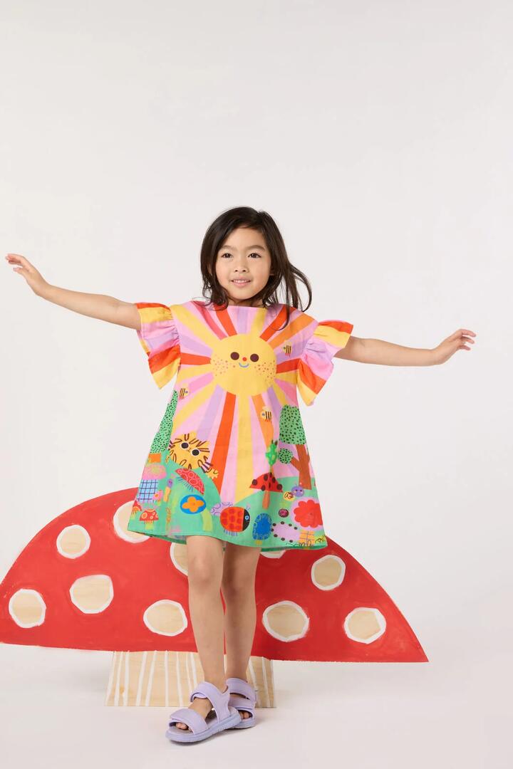 Image of Dresses. Product name - Hello Sunshine Kids Dress in Multi colour by brand - Gorman
