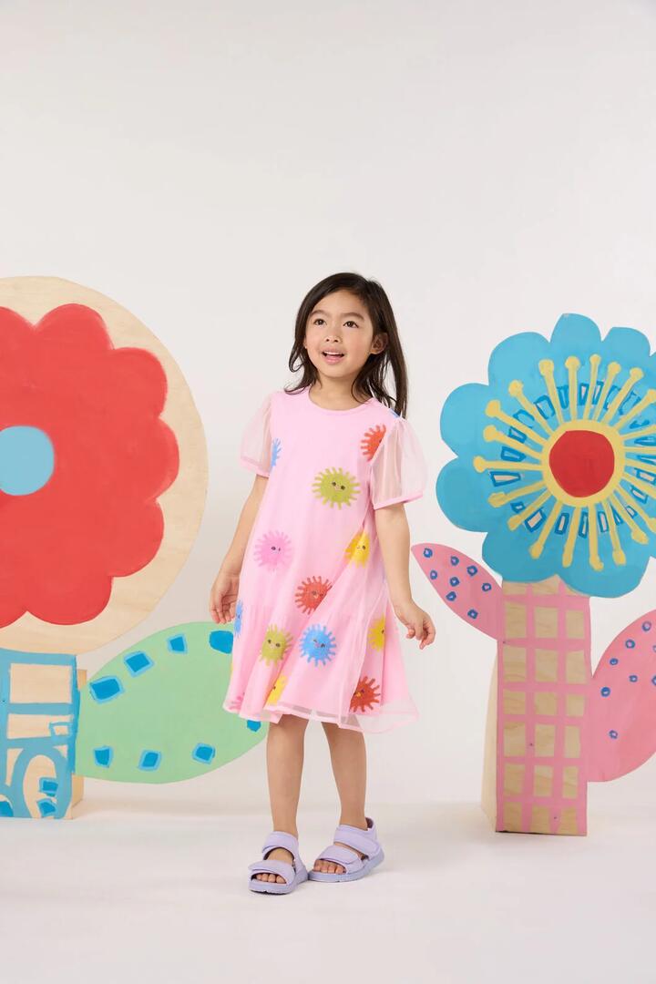 Image of Dresses. Product name - Happy Suns Kids Sequin Dress in Pink colour by brand - Gorman