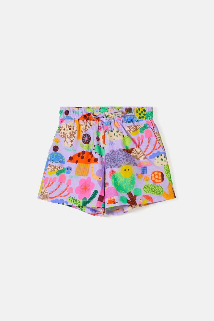 Image of a model wearing Shorts. Product name - Woodend Kids Shorts in Lilac colour by brand - Gorman