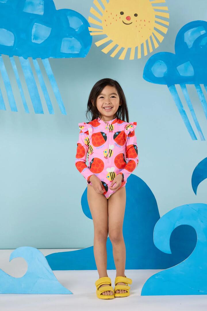 Image of Swimwear. Product name - Bugs And Bees Kids Swimsuit in Pink colour by brand - Gorman