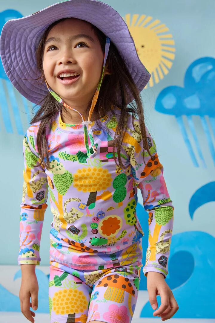 Image of Swimwear. Product name - Wood End Kids Swim Top in Lilac colour by brand - Gorman