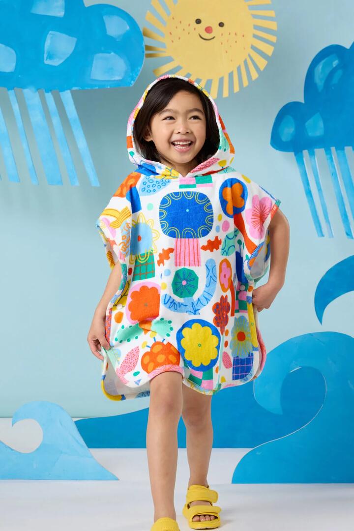 Image of Swimwear. Product name - Bloom Boom Kids Swim Poncho in White colour by brand - Gorman