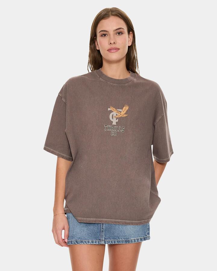 Image of T-Shirts. Product name - Thrills Take It Easy Oversized Tee Clba Clay Smoke in Clay Smoke colour by brand - Thrills