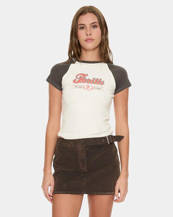Image of T-Shirts. Product name - Thrills Make Em Tough Raglan Club Tee Dwy Dirty White in Dirty White colour by brand - Thrills