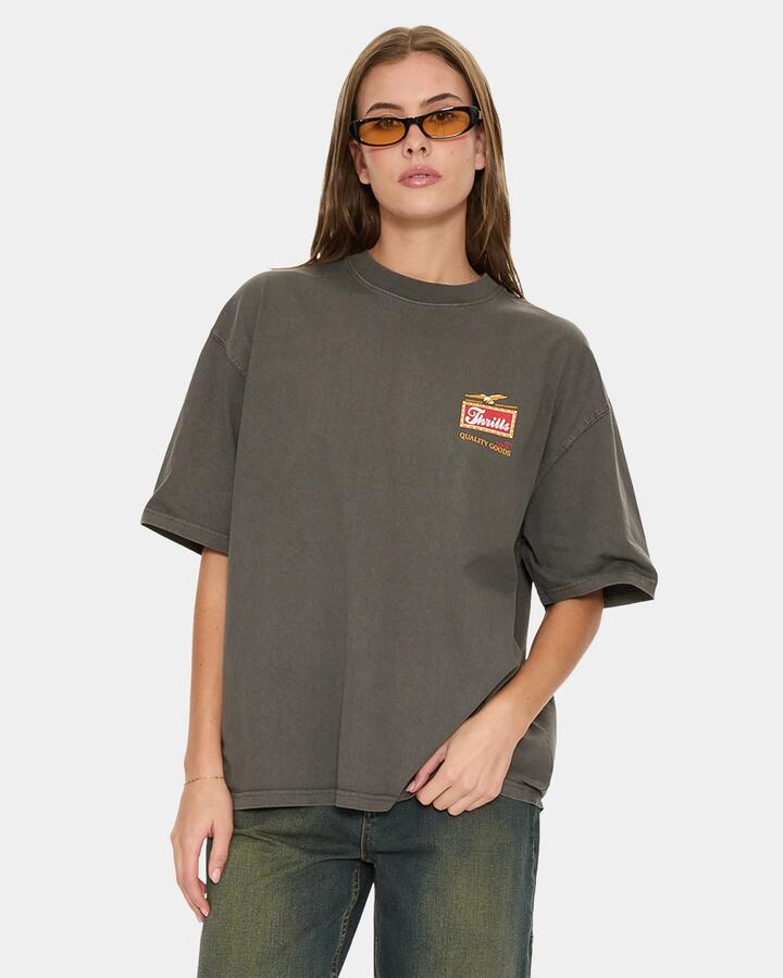 Image of T-Shirts. Product name - Thrills Make Em Tough Oversized Tee Acbk Merch Black in Merch Black colour by brand - Thrills