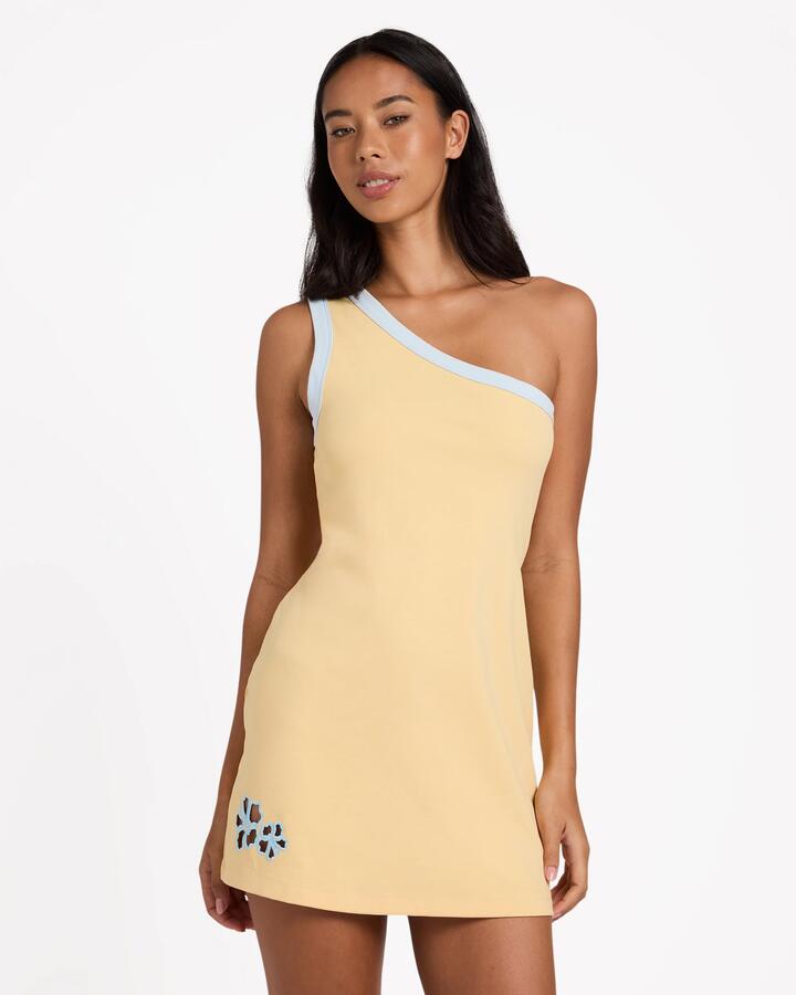 Image of Dresses. Product name - Billabong Womens Hibiscus Dream Mini Dress Sunbeam in Sunbeam colour by brand - Billabong