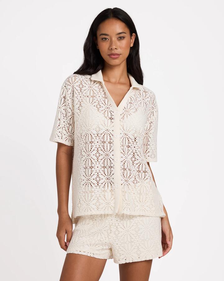 Image of Shirts. Product name - Billabong Womens Cloud Nine Polo Shirt Salt Crystal in Salt Crystal colour by brand - Billabong