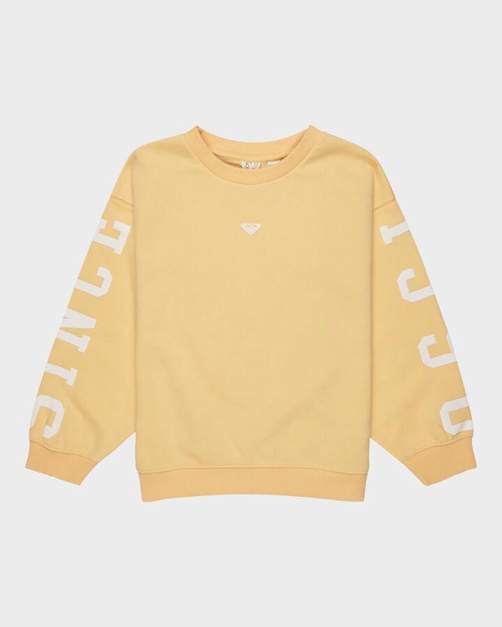 Image of a model wearing Outerwear. Product name - Roxy Girls 4-16 Sweet Baby Sweatshirt Impala in Impala colour by brand - Roxy