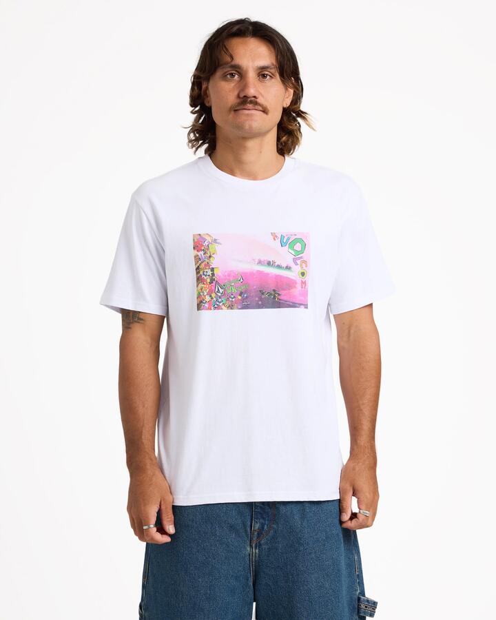 Image of T-Shirts. Product name - Volcom Mens Wright Or Wrong T-Shirt White in White colour by brand - Volcom