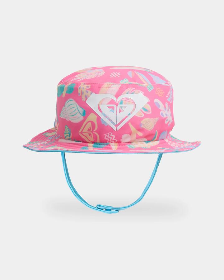 Image of Hats. Product name - Roxy Girls 2-7 Ocean Lover Beach Hat Pink Carnation Ocean in Pink Carnation Ocean colour by brand - Roxy