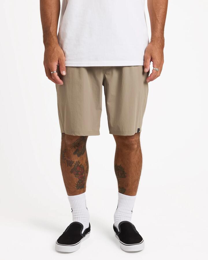 Image of a model wearing Shorts. Product name - Volcom Mens Frickin Cross Shred 19" Hybrid Shorts Brindle in Brindle colour by brand - Volcom