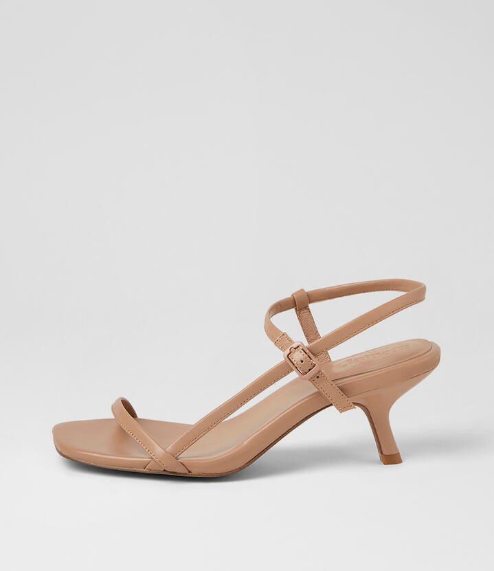 Image of Sandals. Product name - Heressa Dark Nude Leather Heeled Sandals in Dk Nude colour by brand - MOLLINI