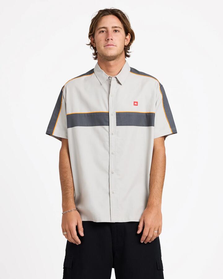 Image of Shirts. Product name - Quiksilver Mens Genetic Short Sleeve Shirt Gray Violet in Gray Violet colour by brand - Quiksilver