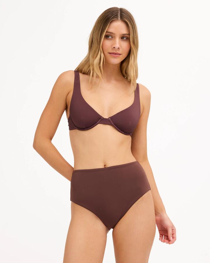 Image of Swimwear. Product name - Billabong Womens Sol Searcher High Retro Pant Bikini Bottom Teak in Teak colour by brand - Billabong