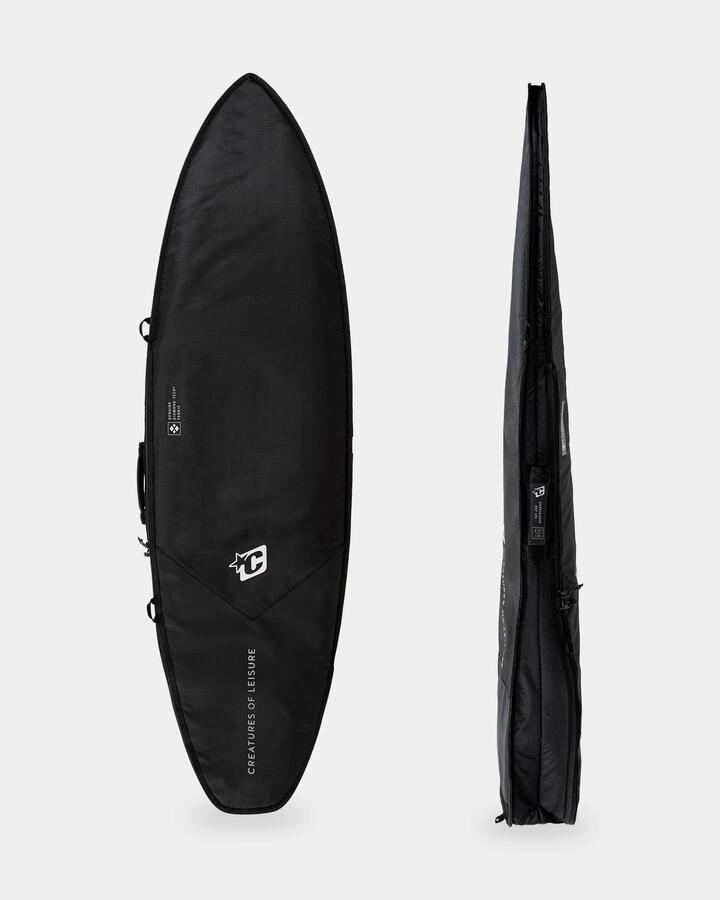 Image of Bags. Product name - Creatures Of Leisure Mens Shortboard Day Use Dt2.0 6'3" Surf Bag Black Silver in Black Silver colour by brand - Creatures Of Leisure