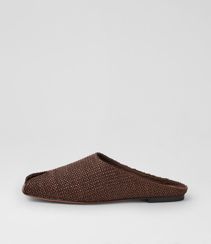 Image of Sandals. Product name - Bon Choc Woven Sandals in Choc colour by brand - MOLLINI