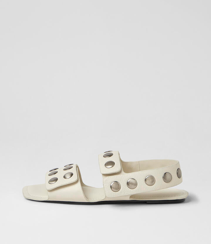 Image of Sandals. Product name - Molivia Cream Leather Sandals in Cream colour by brand - MOLLINI