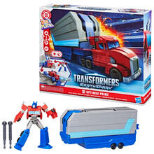 Image of Action Figures. Product name - Transformers EarthSpark Optimus Prime BattleTrailer Playset in colour by brand - Toymate