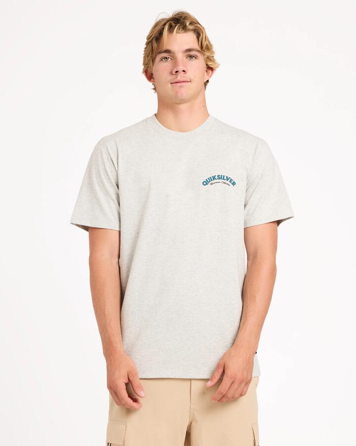 Image of T-Shirts. Product name - Quiksilver Mens Salty Lines T-Shirt Light Grey Heather in Light Grey Heather colour by brand - Quiksilver