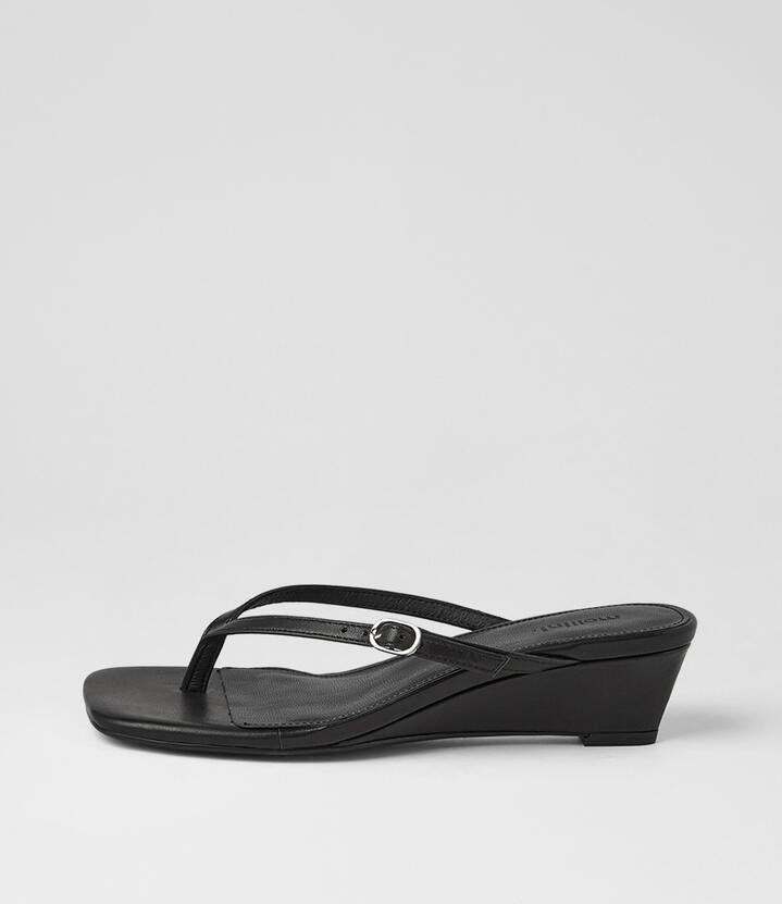 Image of Sandals. Product name - Phantome Black Leather Sandals in Black colour by brand - MOLLINI