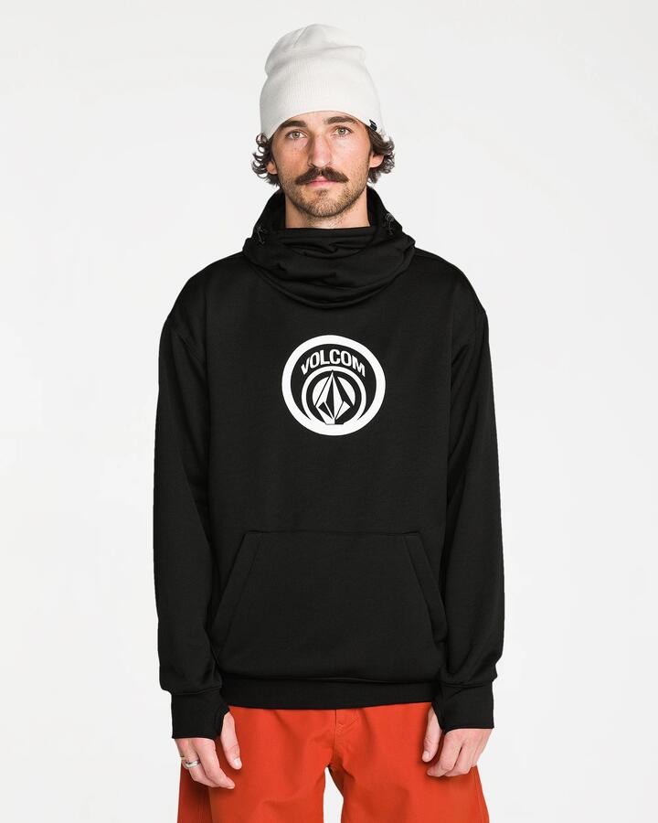 Image of a model wearing Outerwear. Product name - Volcom Mens Hydro Riding Hoodie Black in Black colour by brand - Volcom