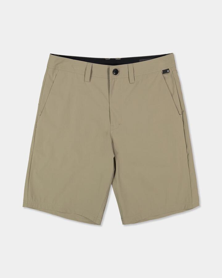 Image of a model wearing Shorts. Product name - Volcom Boys 8-16 Frickin Cross Shred 17" Hybrid Shorts Brindle in Brindle colour by brand - Volcom