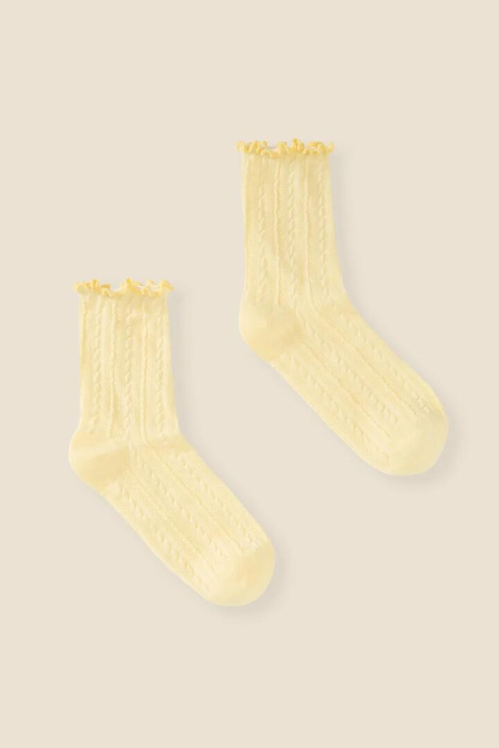 Image of Socks. Product name - Lemon Frill Top Sock in Lemon colour by brand - Princess Highway