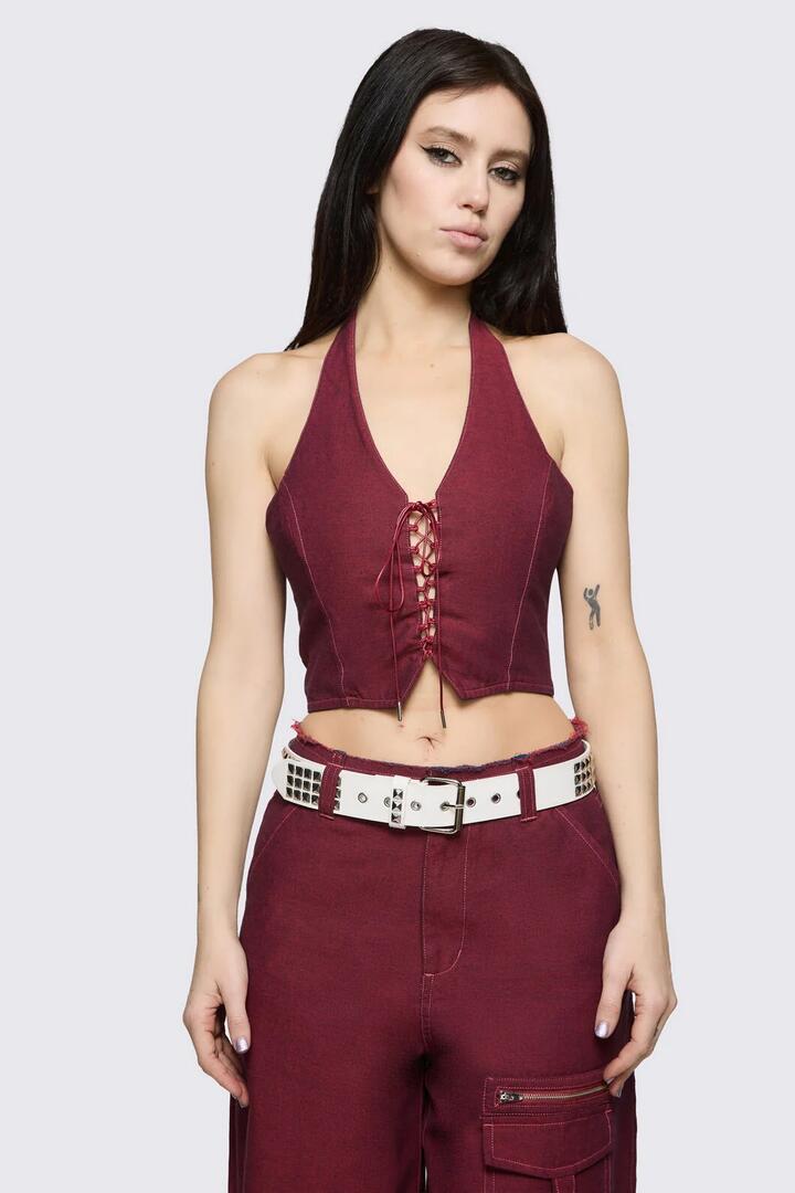 Image of Belts. Product name - White Pyramid Stud Belt in White colour by brand - Dangerfield