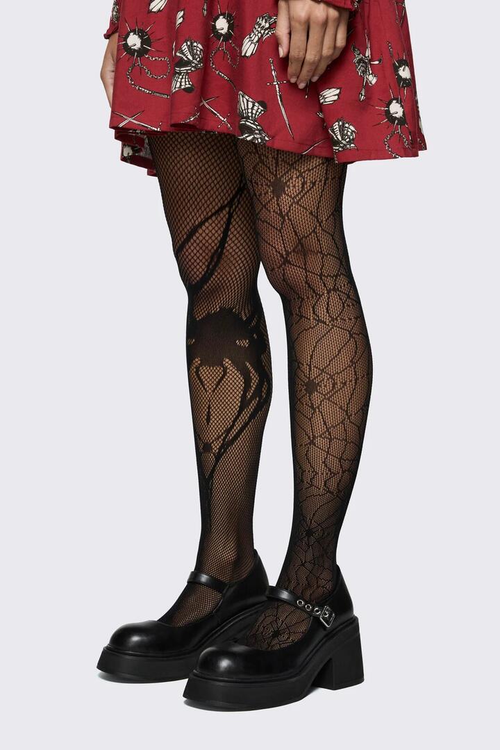 Image of Lingerie. Product name - Spider & Web Fishnet Tights in Black colour by brand - Black Friday