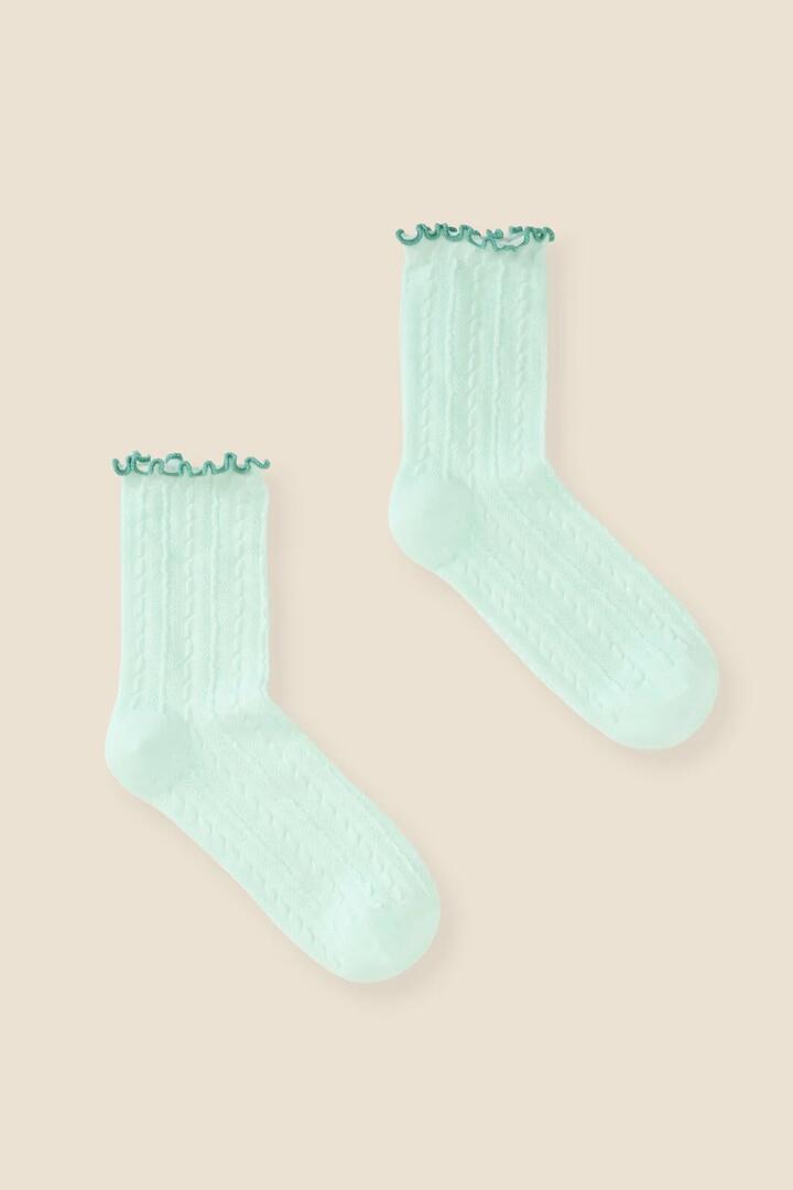 Image of Socks. Product name - Mint Frill Top Sock in Mint colour by brand - Princess Highway