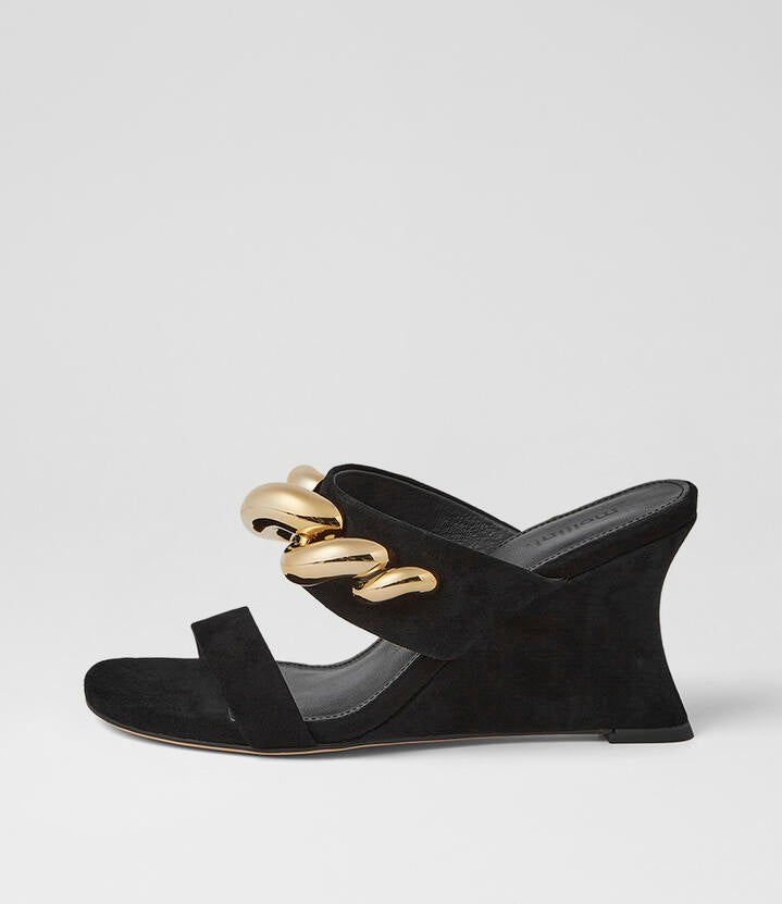 Image of Sandals. Product name - Ellsa Black Suede Sandals in Black colour by brand - MOLLINI