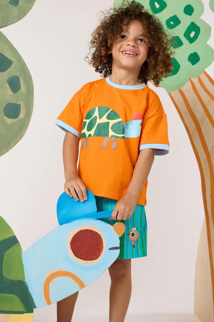 Image of T-Shirts. Product name - Slow Mo Kids T-Shirt in Orange colour by brand - Gorman