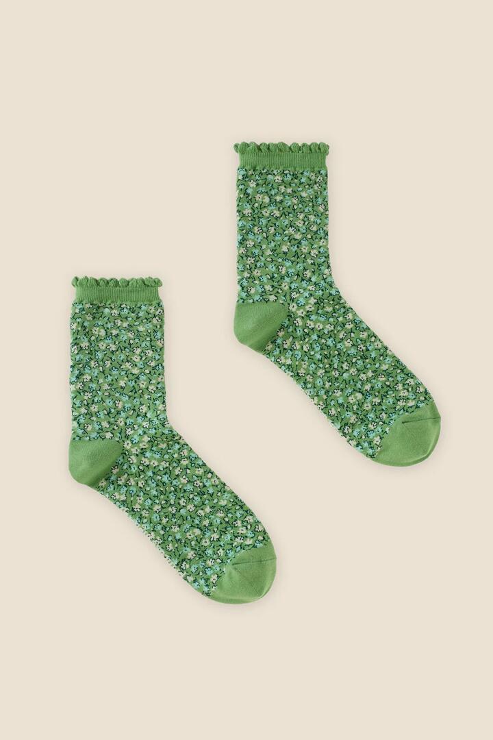 Image of Socks. Product name - Green Ditsy Fleur Sock in Green colour by brand - Princess Highway