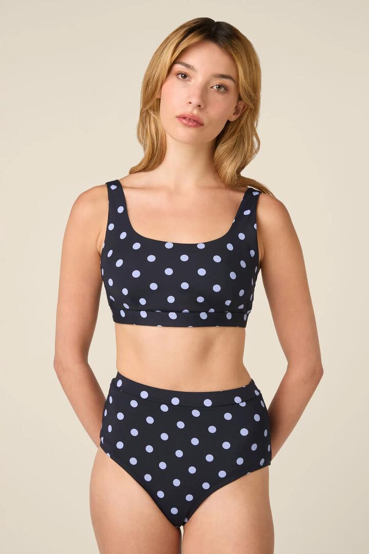Image of Swimwear. Product name - Polka Dot Bikini Top in Navy colour by brand - Princess Highway