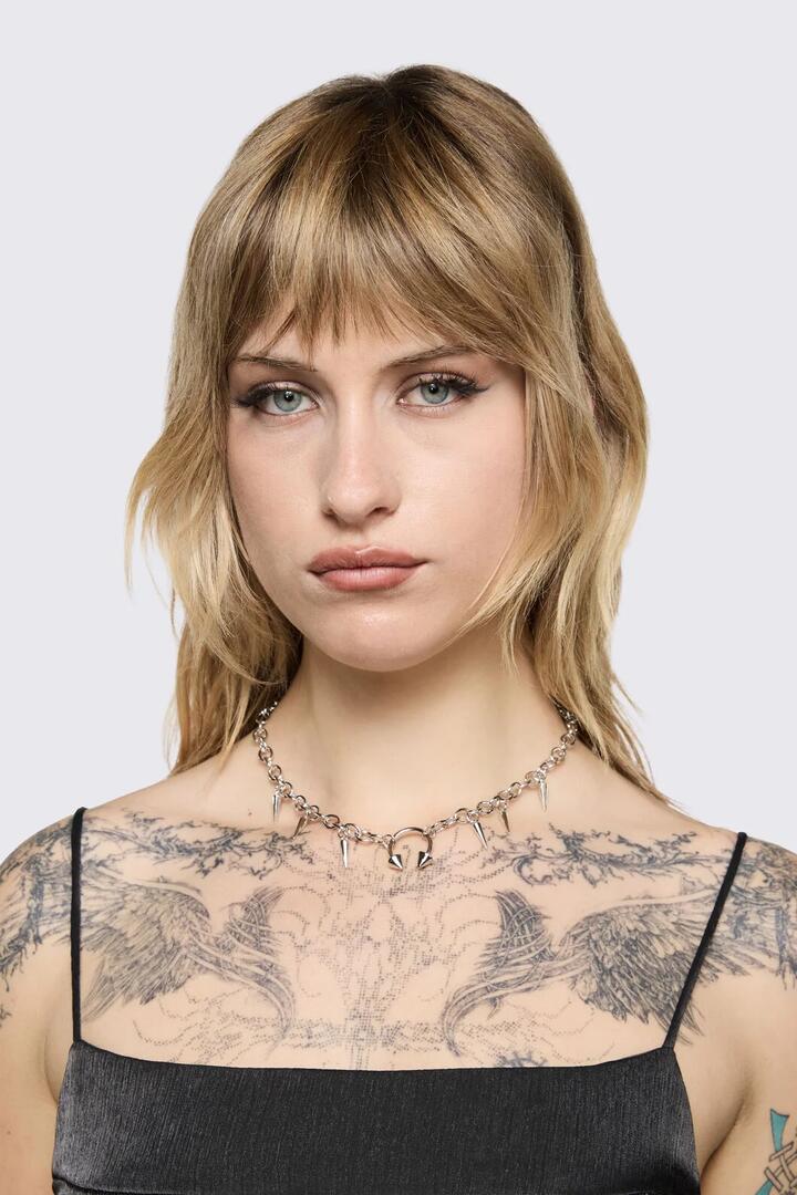 Image of Necklaces. Product name - Pierced Necklace in Silver colour by brand - Black Friday