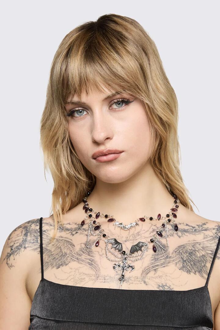 Image of Necklaces. Product name - Gothic Statement Necklace in Silver colour by brand - Black Friday