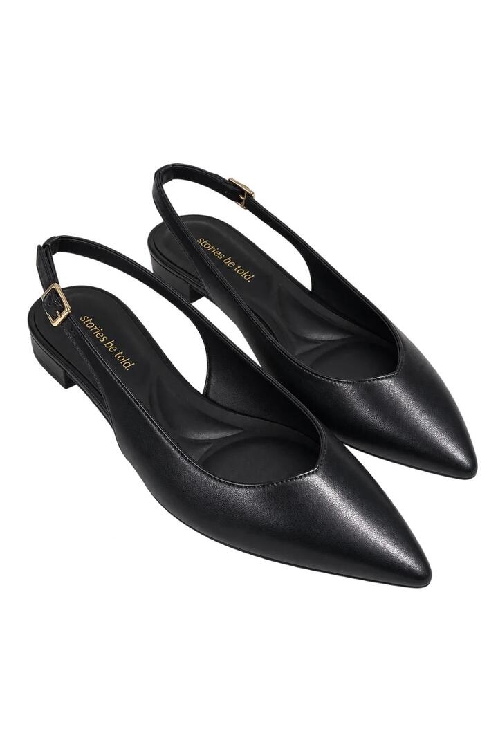 Image of Sandals. Product name - Margot Black Slingback Flat Sandal in Black colour by brand - Stories be Told