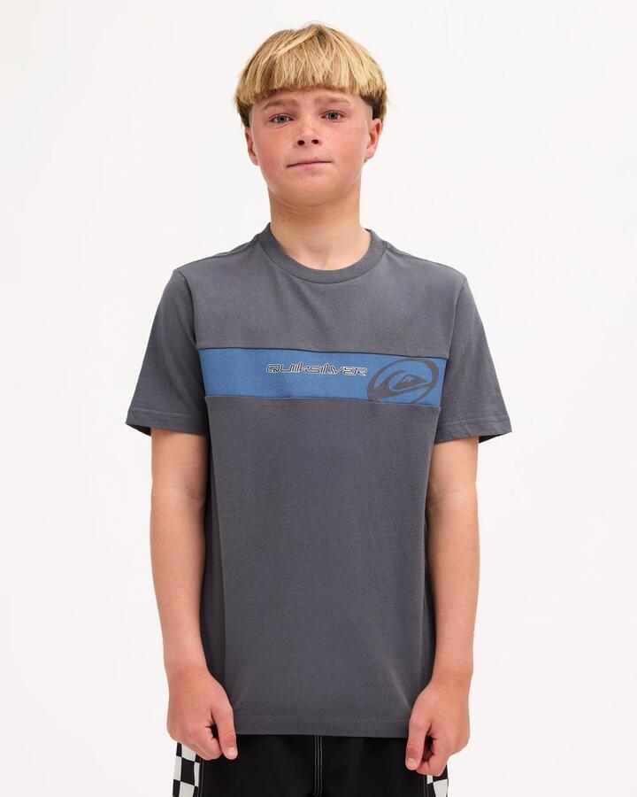 Image of T-Shirts. Product name - Quiksilver Boys 8-16 Tilt Panel T-Shirt Iron Gate in Iron Gate colour by brand - Quiksilver
